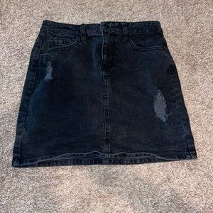 Denim Black Mini Skirt w/ Rips